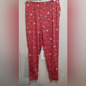 Mushroom Red Patterned Lounge Pants Casual Pajama